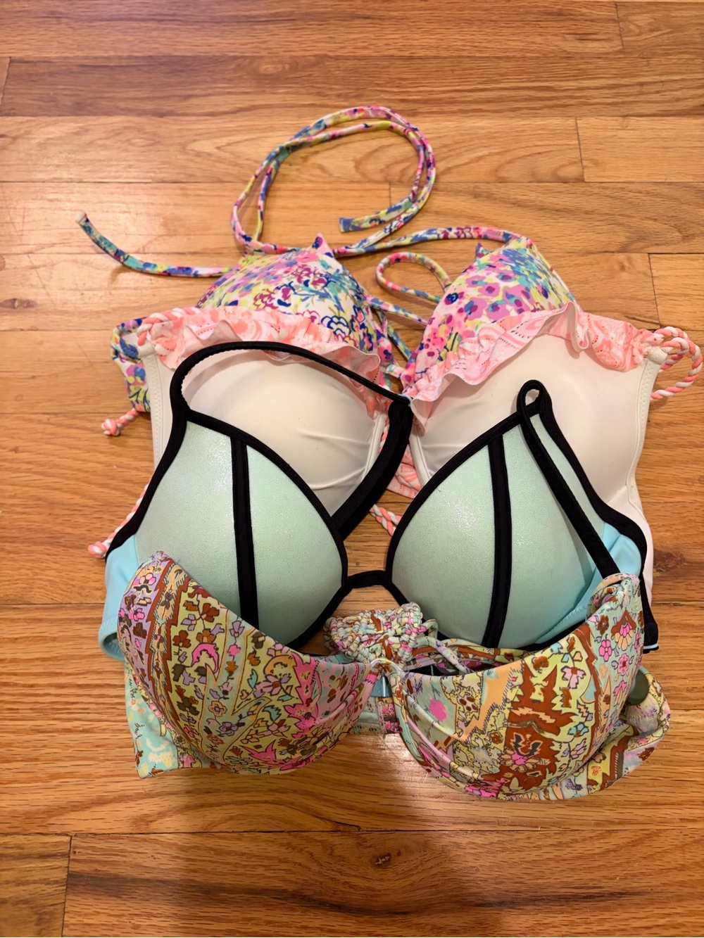 Victoria secret Mixed Floral and Mint Bikini Tops - Pastel Multi